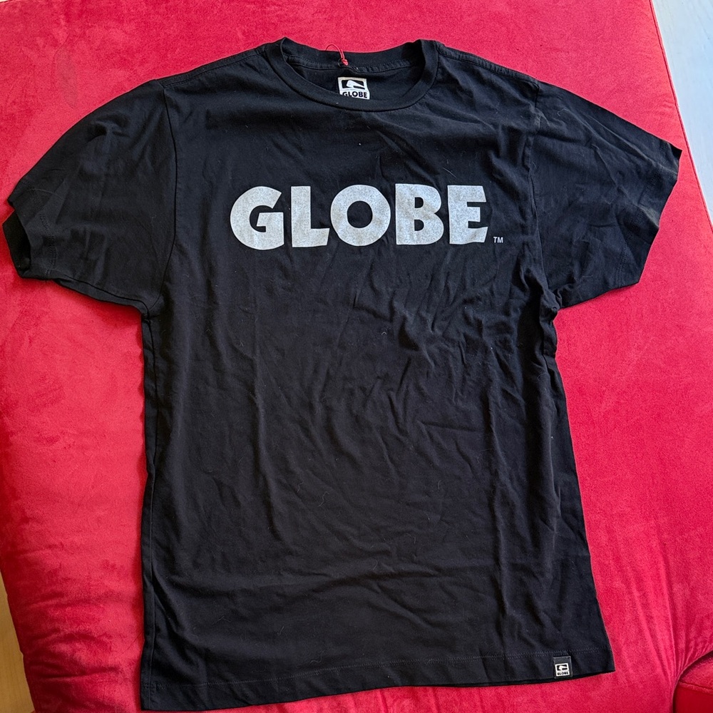 Globe Classic Black Tee with Silver Logo